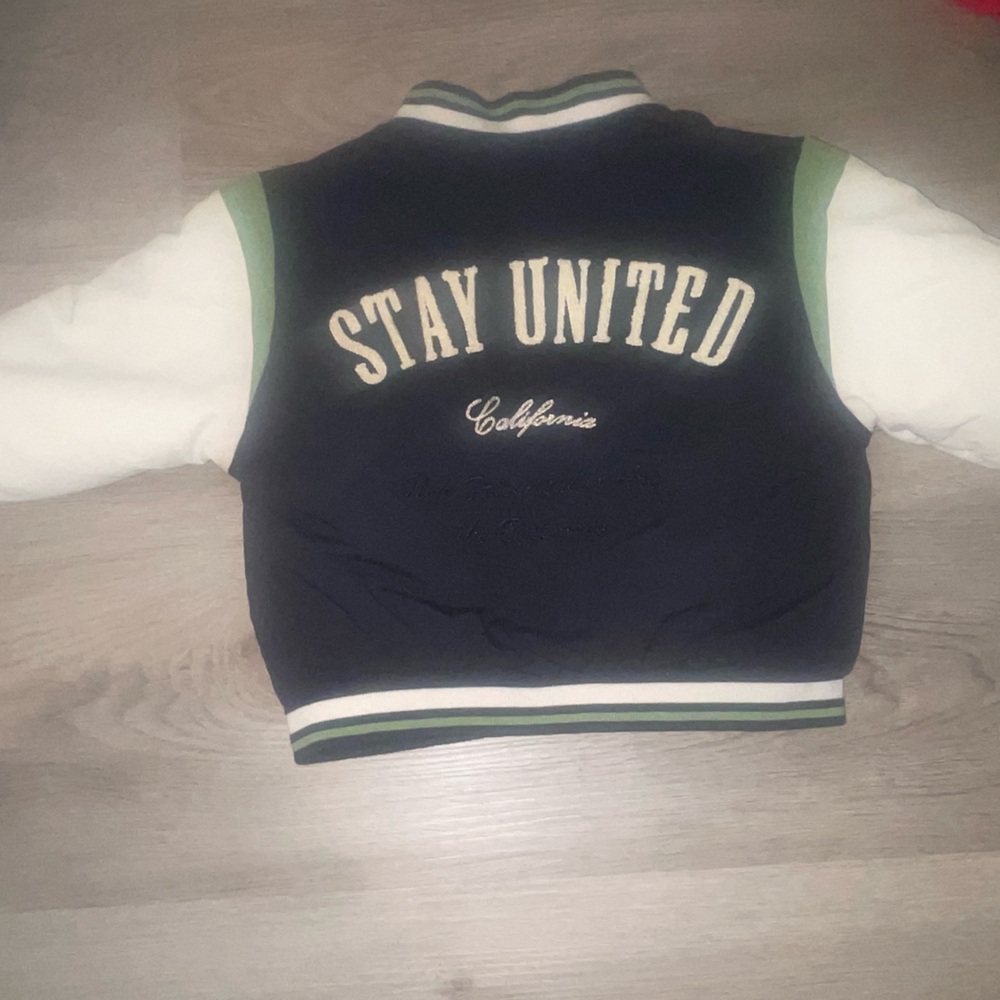 Zara Kids Stay United Jacket - Navy and Cream